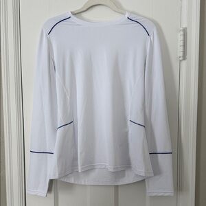 Prana White Shirt with Blue Detail